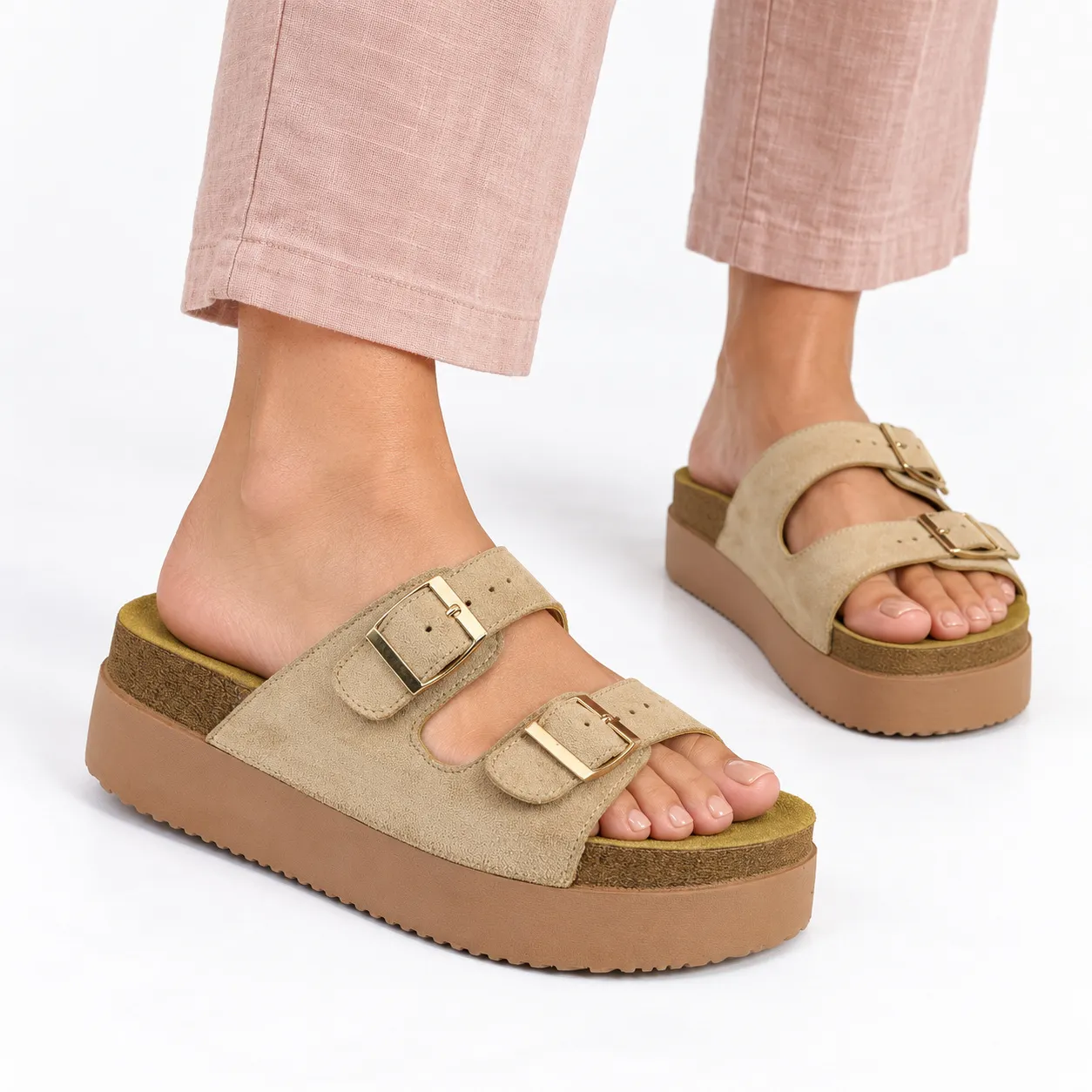 Sandale Compense pour femme 916 beige  